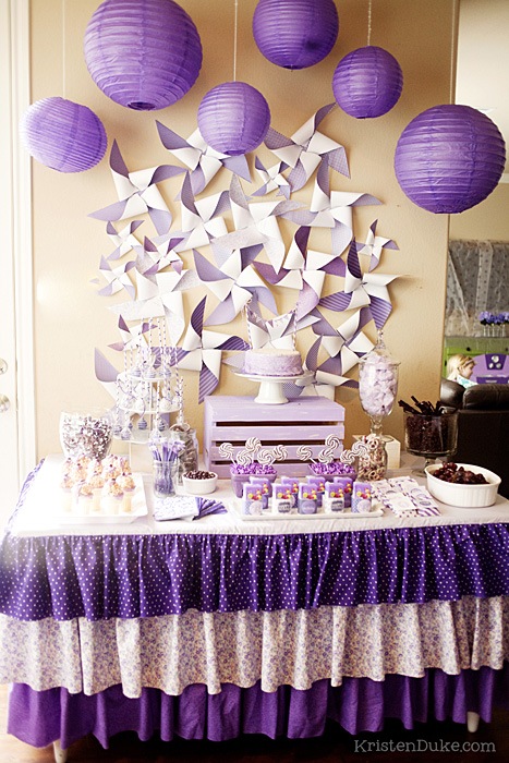 Purple party with diy pinwheels, purple pinwheels and a purple printables. 