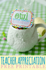 Free Printable Teacher Appreciation Gifts:: 'owl Never Forget'