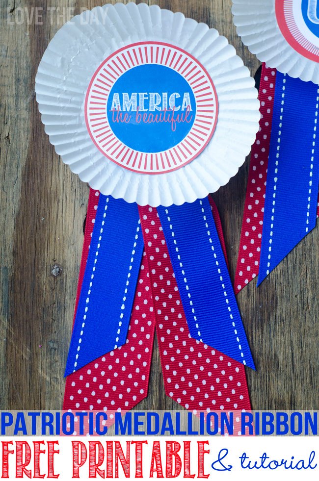 4th Of July Medallion Ribbon Tutorial and Free Printable by Love The Day