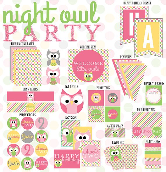 Night Owl Party Printables by Love The Day