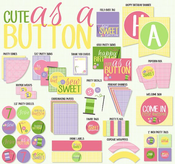 Cute As A Button Printable Party by Love The Day