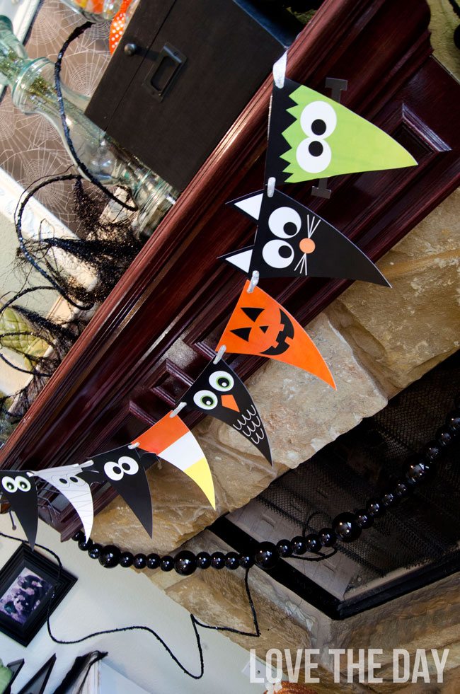 Free printable halloween characters banner by love the day