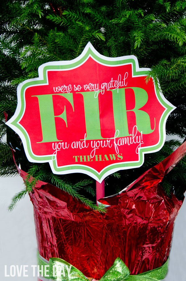 ?So Grateful FIR You? FREE Neighbor Gift Tag by Love The Day