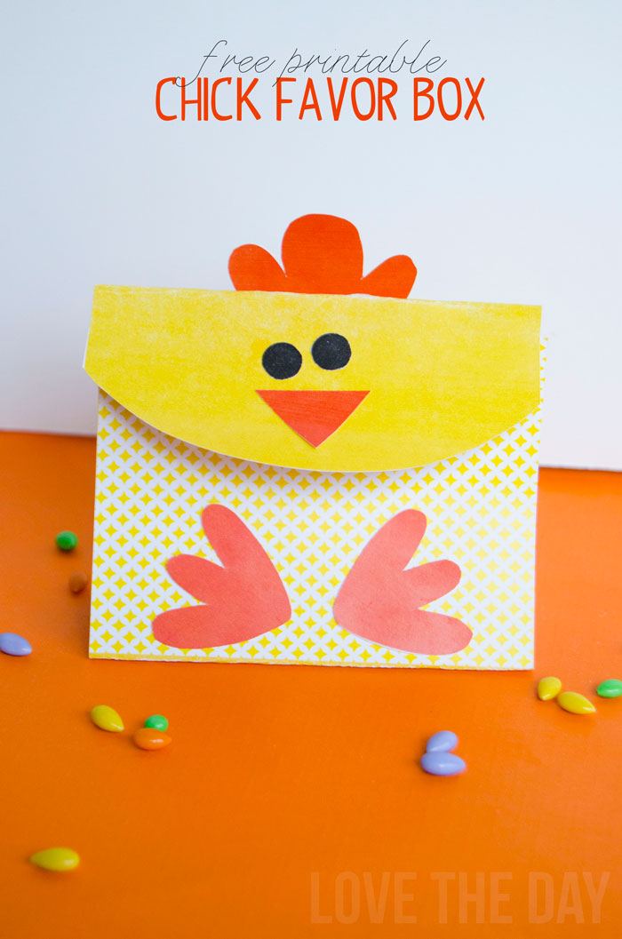 FREE Easter Printable:: Chick Favor Boxes by Love The Day