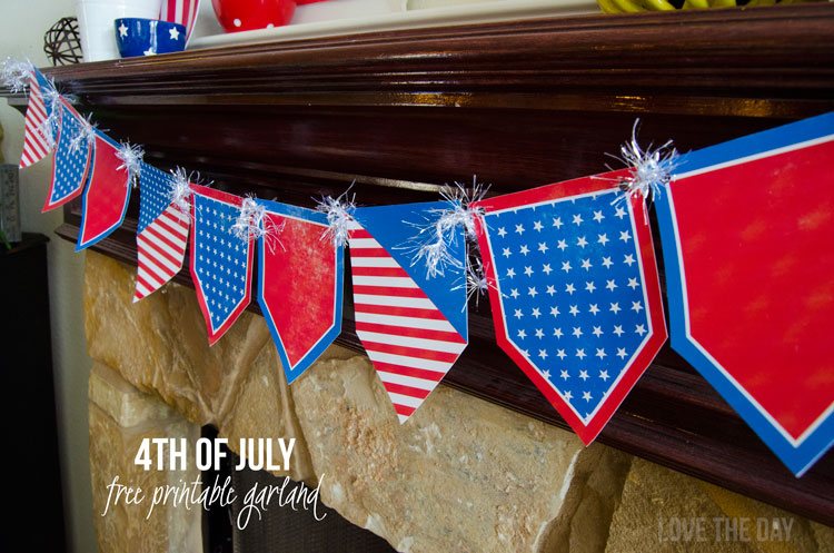 4th Of July Ideas:: FREE Printable Garland by Love The Day