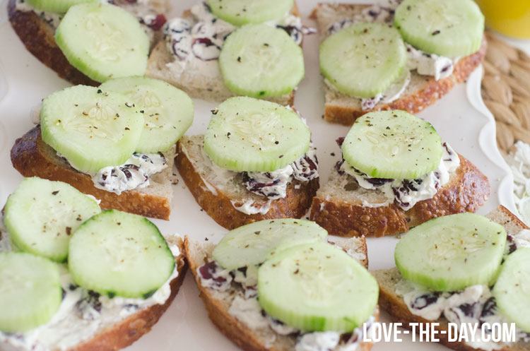 Cucumber & Craisin Tea Sandwiches by Love The Day