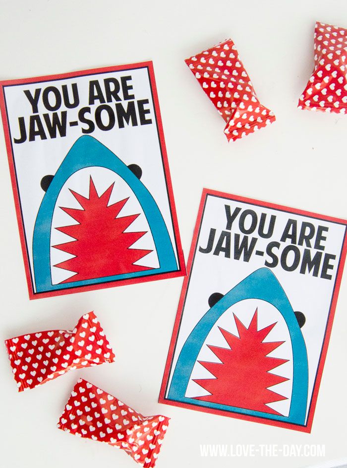 Shark-Themed Free Valentine PRINTABLES by Love The Day