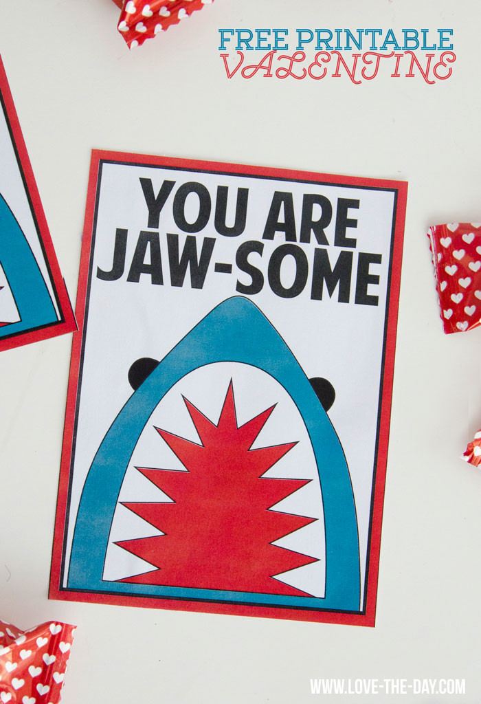 Shark-Themed Free Valentine PRINTABLES by Love The Day