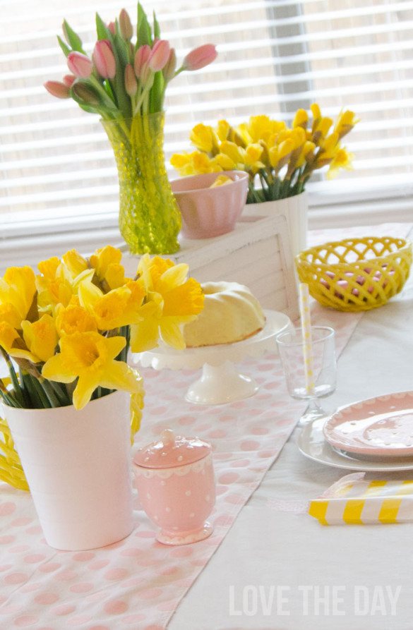 Easter Decoration Ideas & a DIY Ruffled Tablecloth