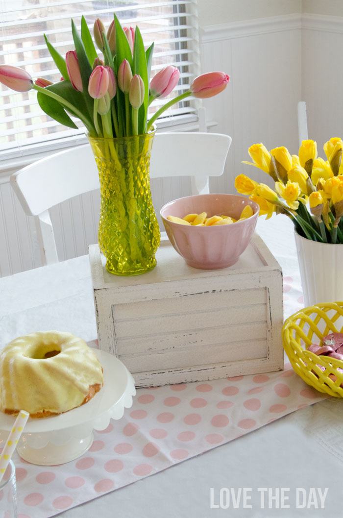 Easter Decoration Ideas & a DIY Ruffled Tablecloth by Love The Day