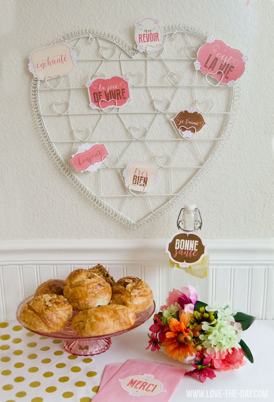 Paris Themed Party Decorations & FREE Printables by Love The Day 