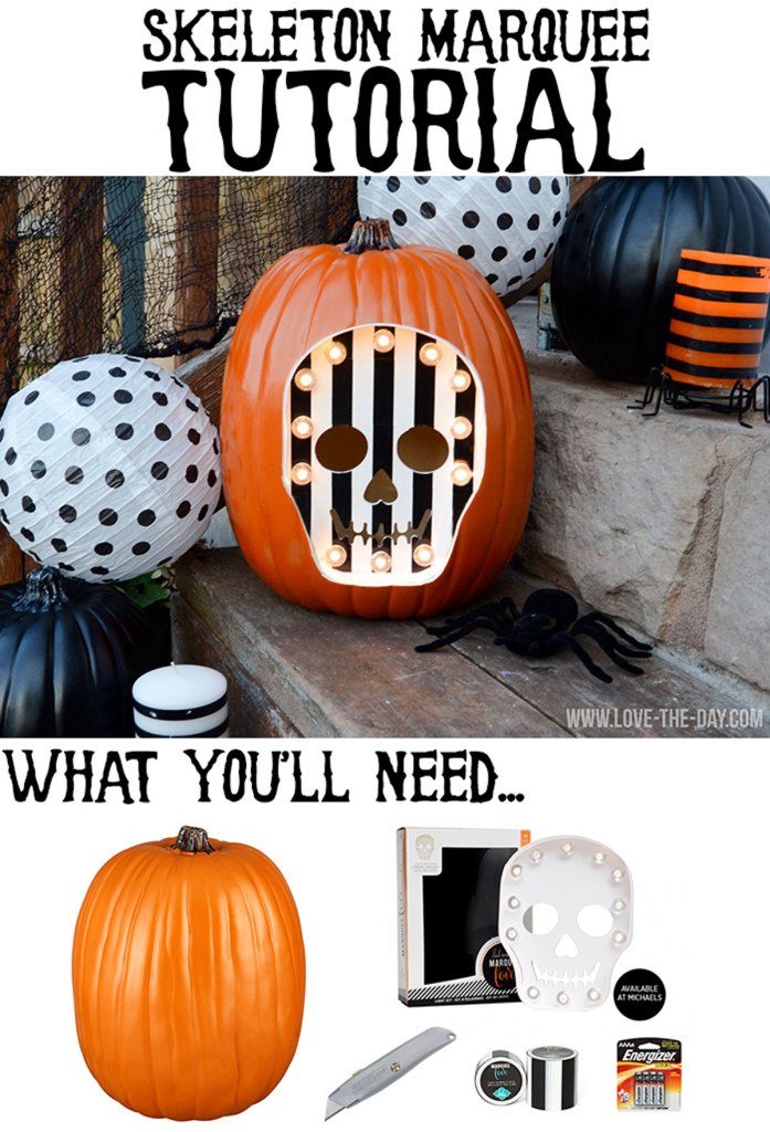 DIY Skeleton Marquee Pumpkin