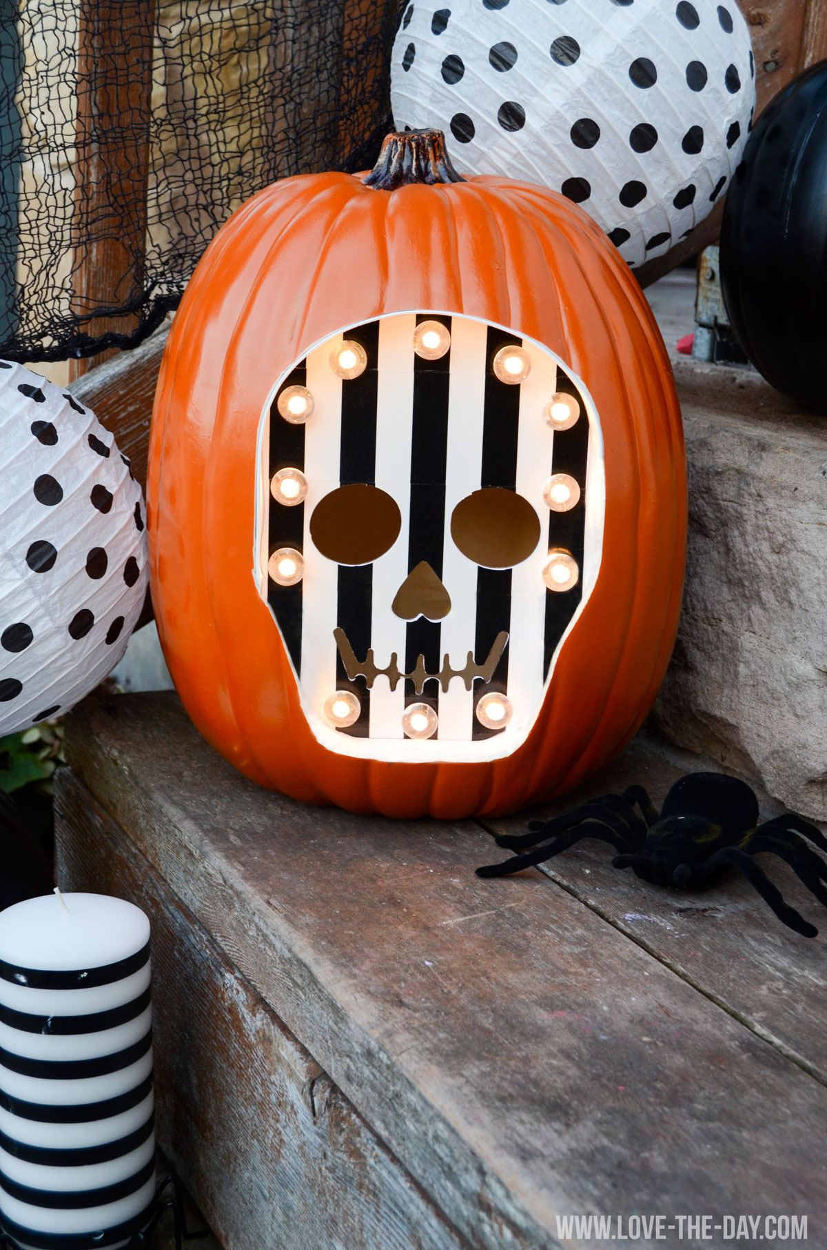 Skeleton Marquee Pumpkin for Michaels by Love The Day