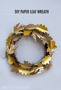 DIY Paper Leaf Wreath Tutorial on Love The Day by Lindi Haws