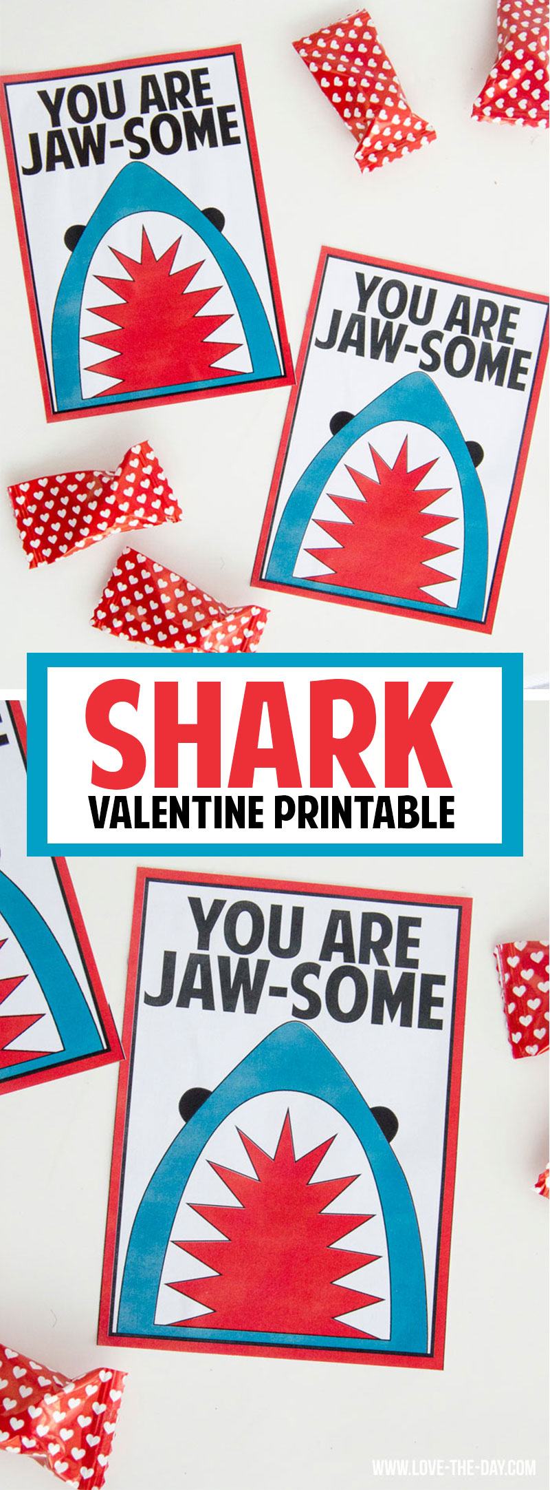 Shark Valentine Printable by Lindi Haws of Love The Day