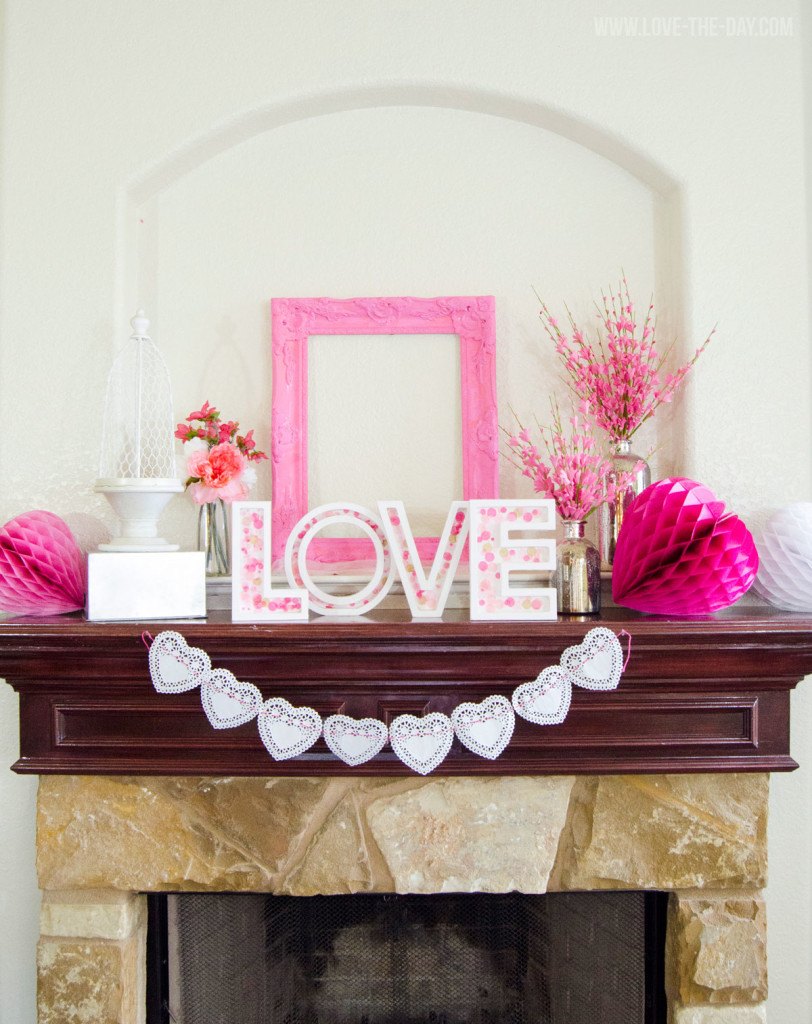 DIY Pink Valentine Mantel by Love The Day