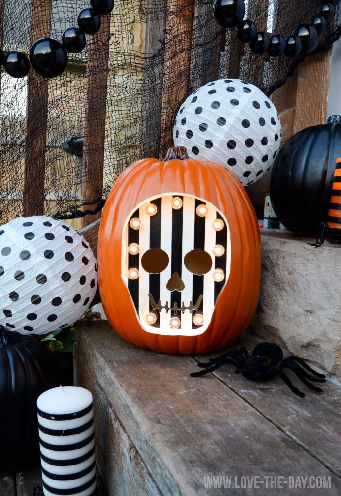 SKELETON MARQUEE PUMPKIN TUTORIAL FOR MICHAELS by Lindi Haws of Love The Day