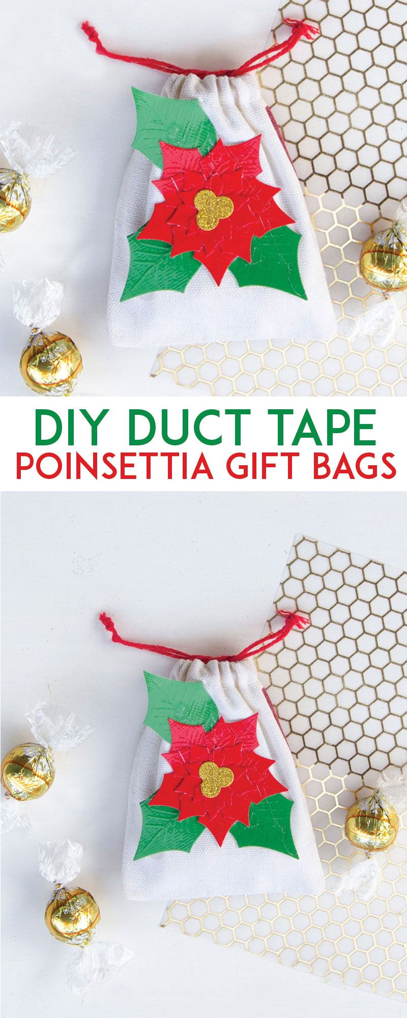 DIY Duct Tape Poinsettia Gift Bags by Lindi Haws of Love The Day