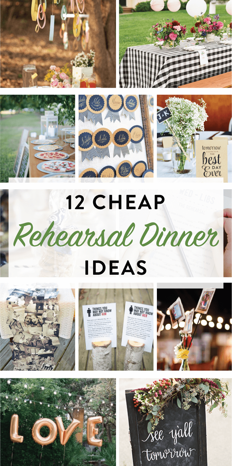 12 cheap rehearsal dinner ideas