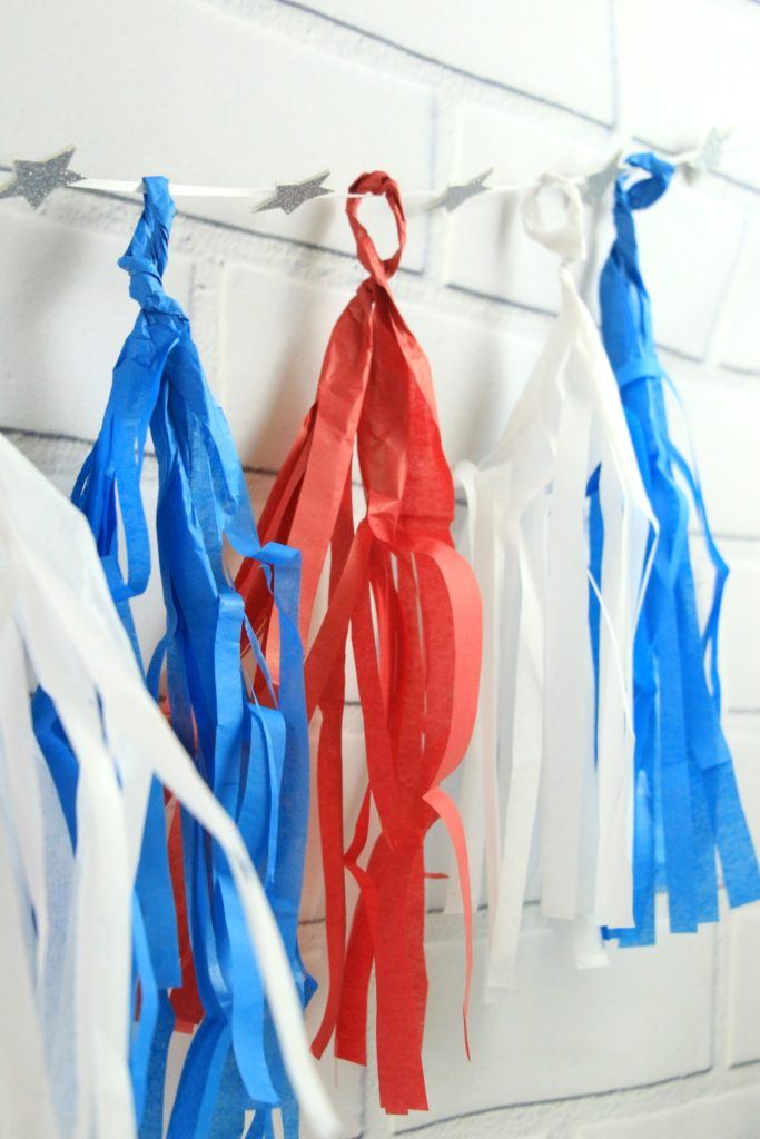 DIY 4th of July Tassel Banner by Polka Dotted Blue Jay on Love the Day