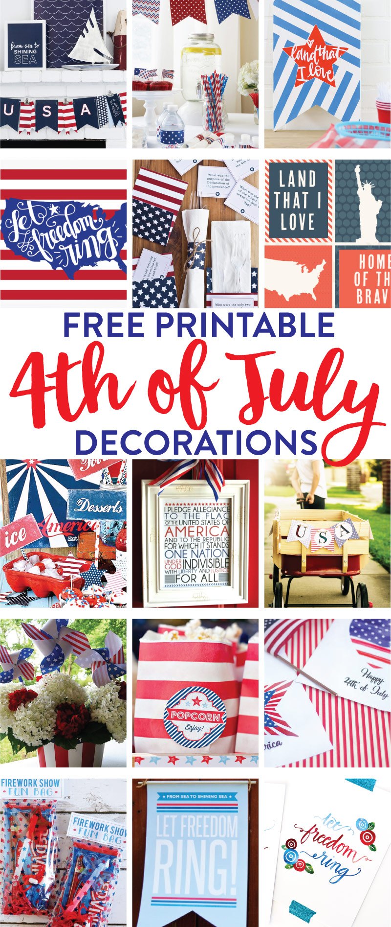 15 FREE Printable 4th of July Decorations on Love the Day