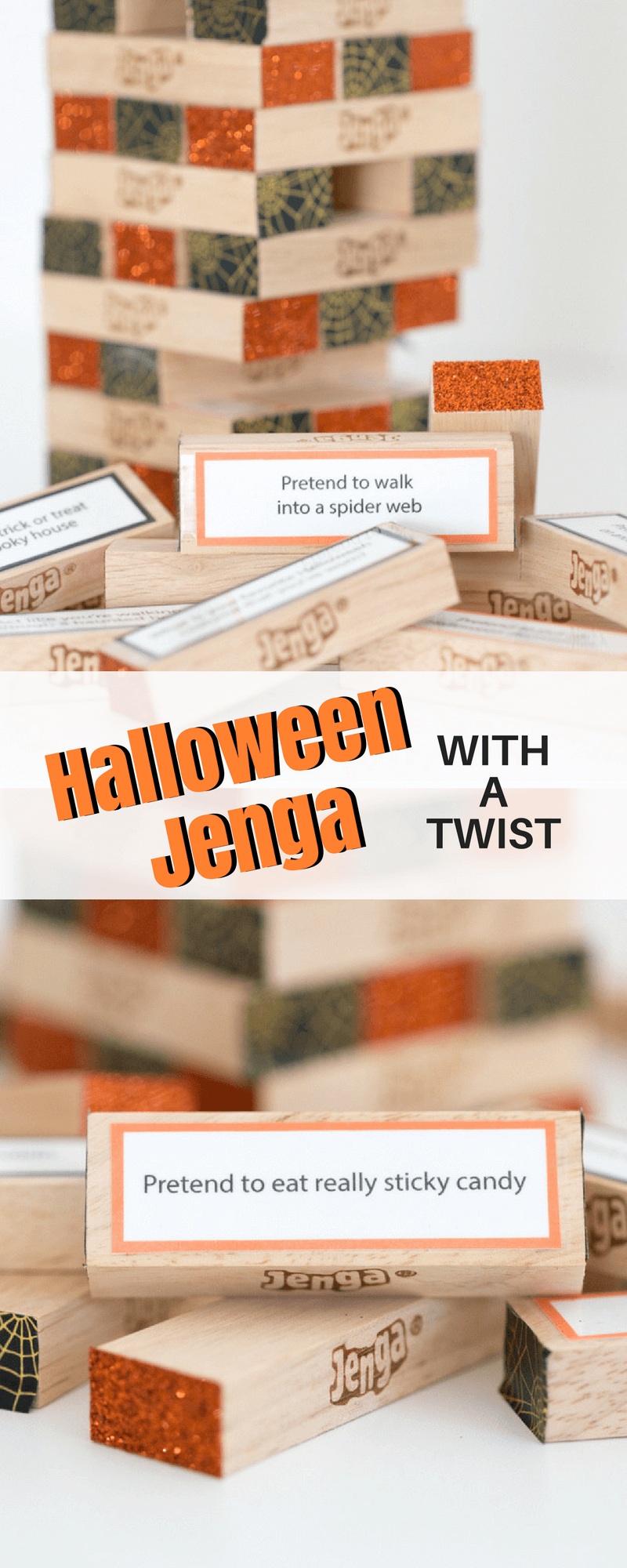 Looking for the perfect Halloween Party Game Idea? This DIY Halloween Jenga with a twist is a fun and festive game that your whole family is sure to enjoy!