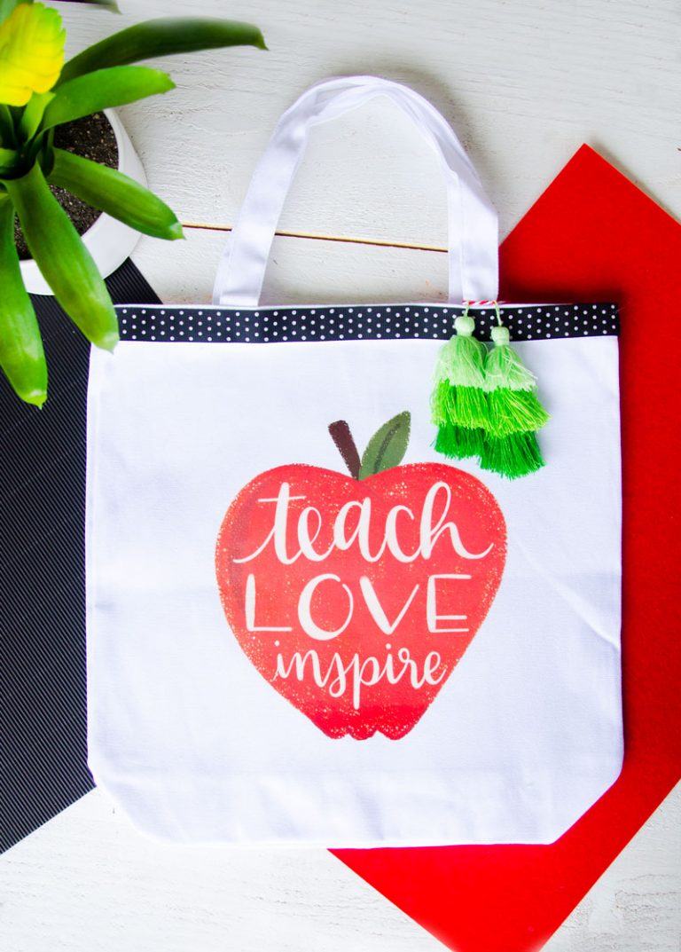 Download DIY Teacher Tote Bag with Cricut Iron-On Designs by Lindi Haws of Love The Day