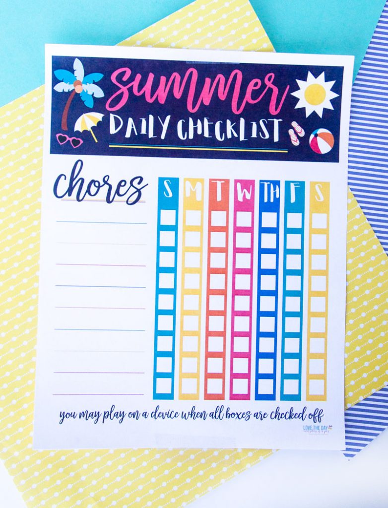 Summer Chore Chart Template by Lindi Haws of Love The Day