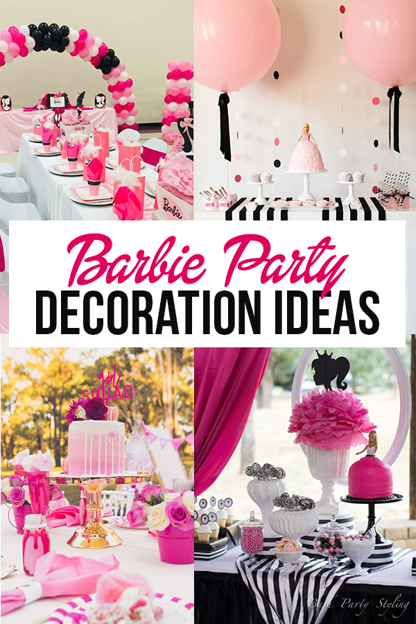 4 Party Centerpieces for Barbie Theme Birthday Table Decorations Paper Flowers