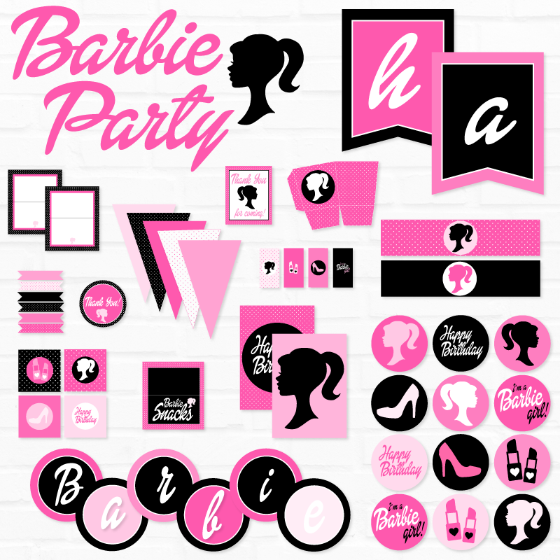 Pink & Black Barbie Decorations on Love The Day