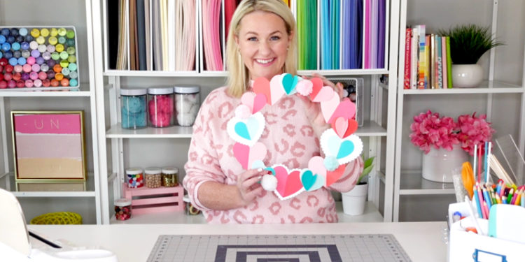 Valentine Paper Heart Wreath Tutorial by Lindi Haws of Love The Day