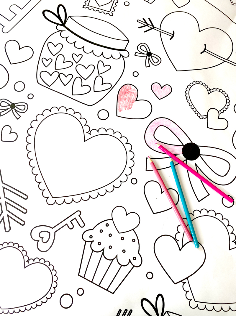 Oversized Coloring Poster for Valentine's Day on Love The Day