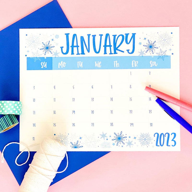 2023 Calendar Printable January